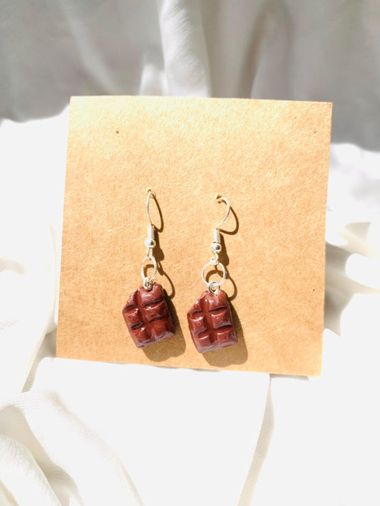 Cute chocolate bar dangle earrings