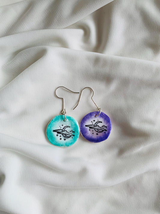 Moon hides behind the clouds embossed in two tone coloured Earrings especially made for Run seokjin ep tour of BTS Jin