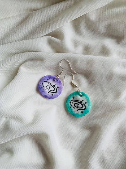 Milky Way galaxy embossed in two tone coloured Earrings especially made for Run seokjin ep tour of BTS Jin