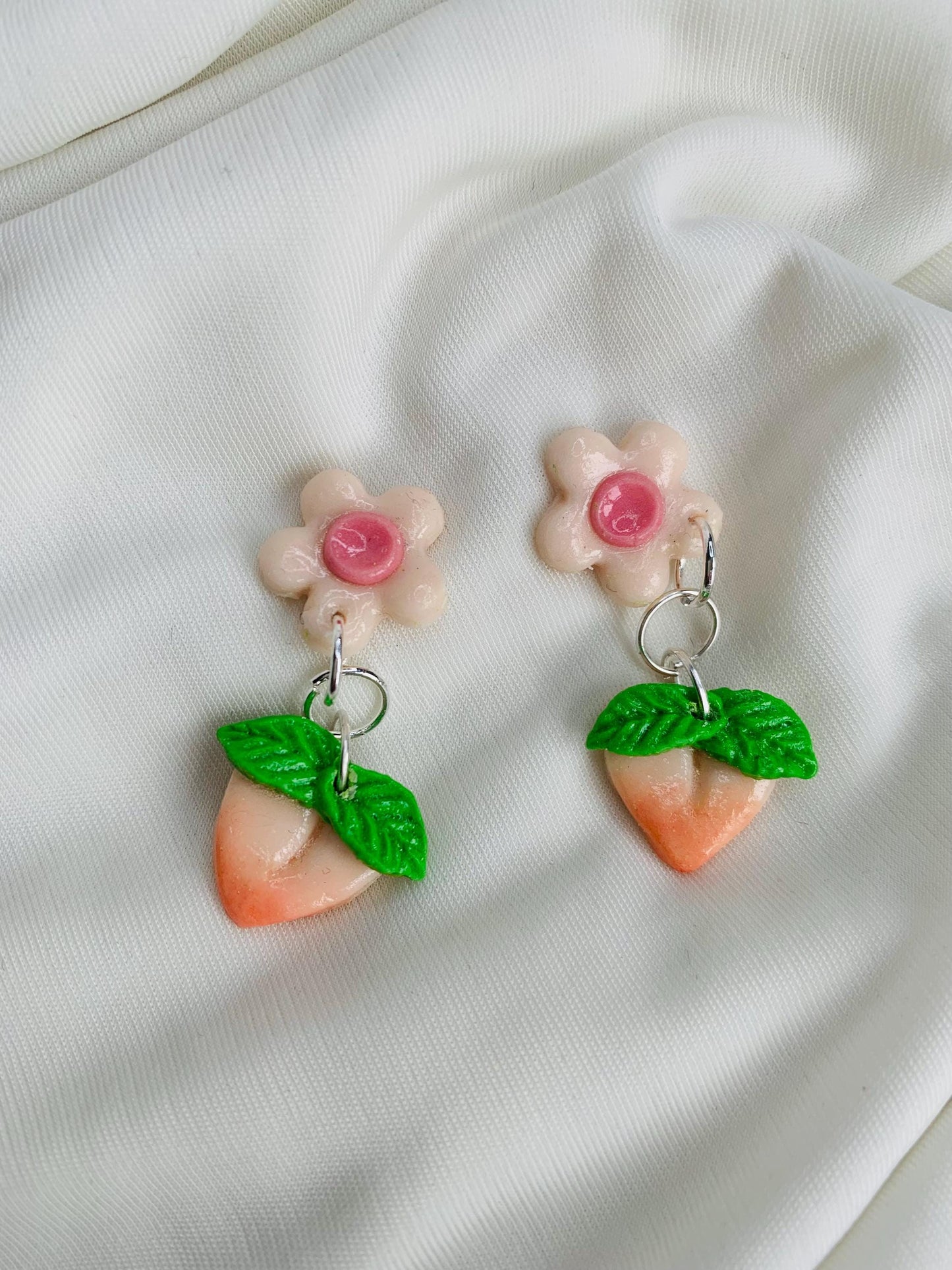 Peaches and blossoms earrings