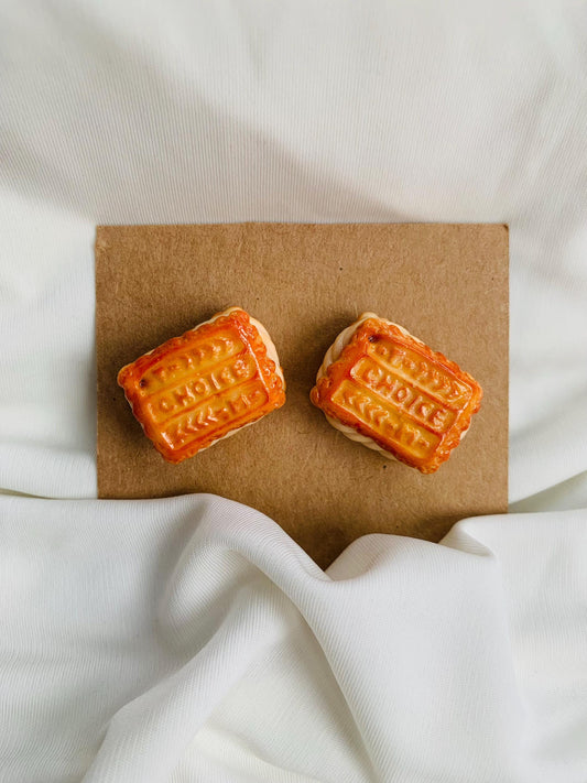 Choice custard cream puff cookies earrings