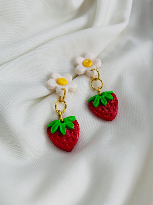 Strawberries and blossoms earrings