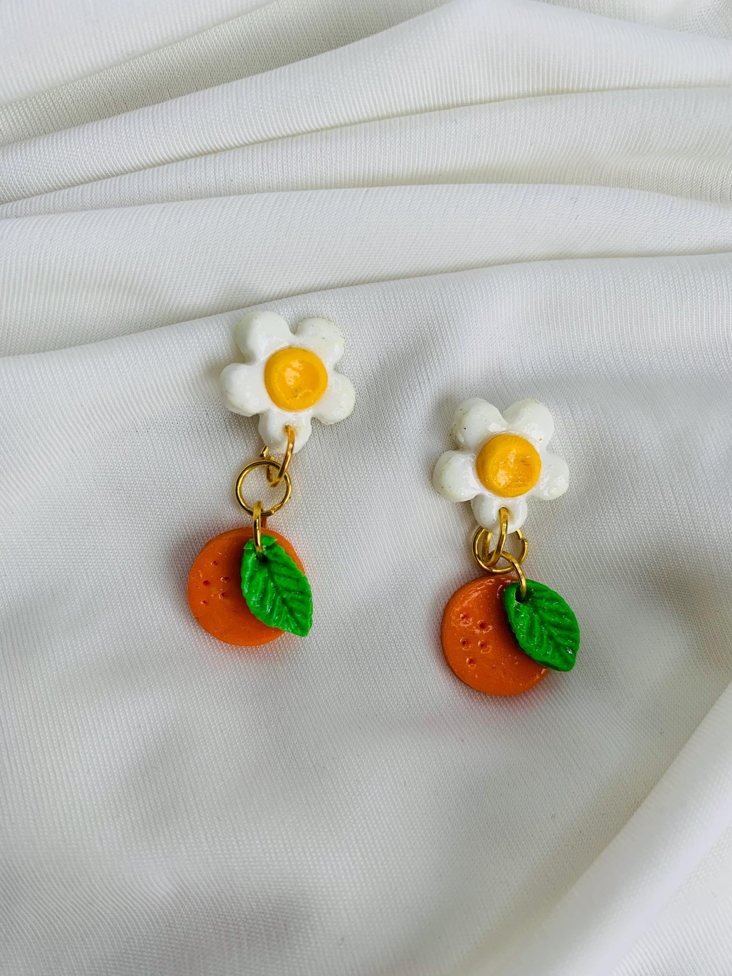Oranges and blossoms earrings