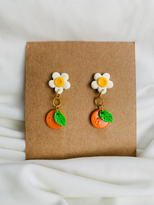 Oranges and blossoms earrings