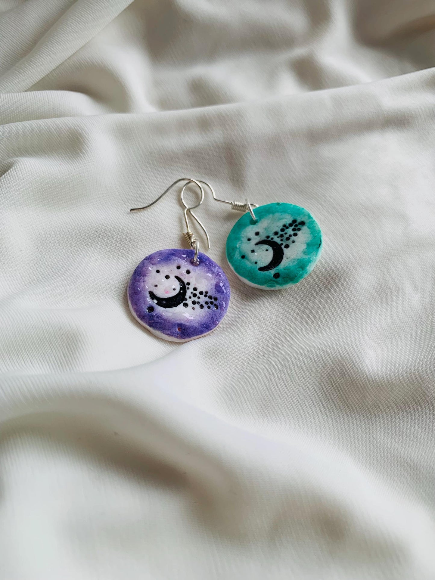 Moon with star cluster embossed in two tone coloured Earrings especially made for Run seokjin ep tour of BTS Jin