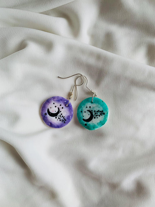 Moon with star cluster embossed in two tone coloured Earrings especially made for Run seokjin ep tour of BTS Jin