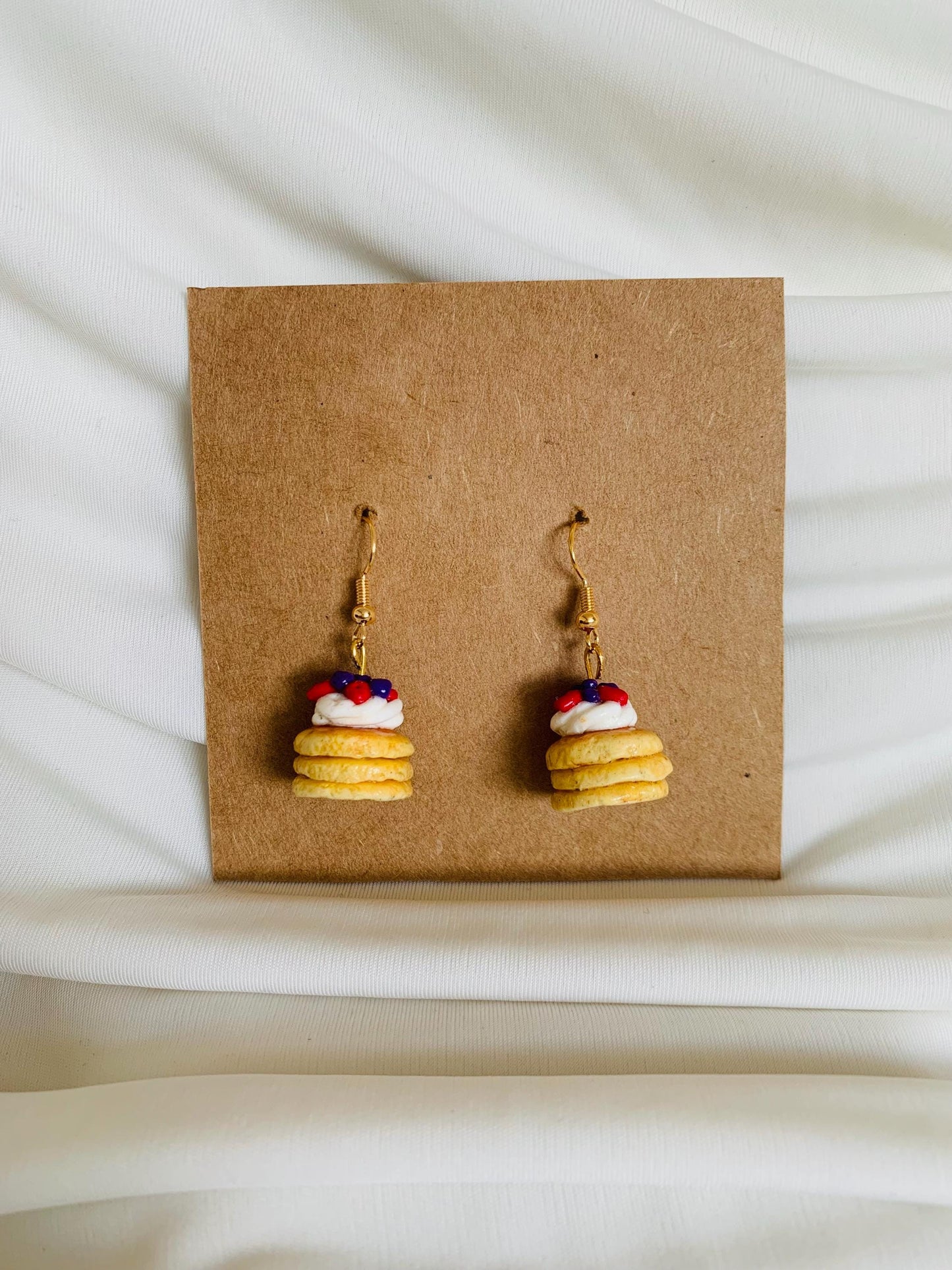 Strawberry and blueberry pancake earrings