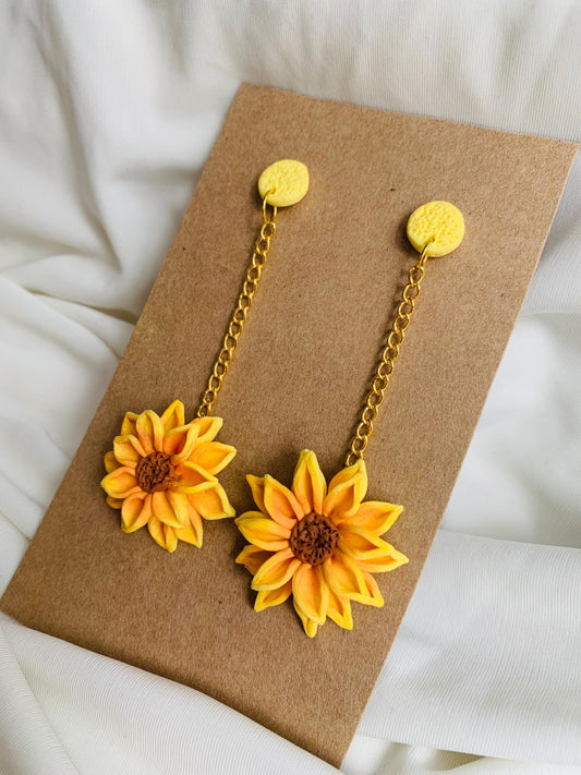 Sunflower dangle and drop earrings