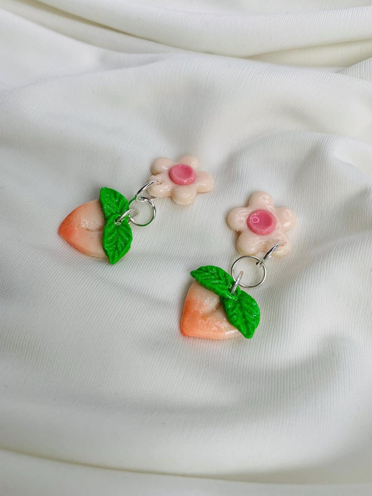 Peaches and blossoms earrings