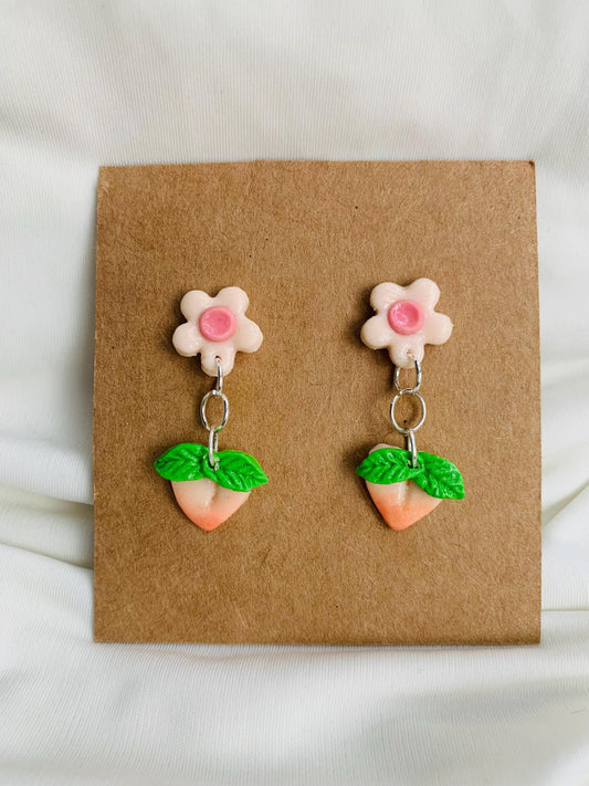 Peaches and blossoms earrings