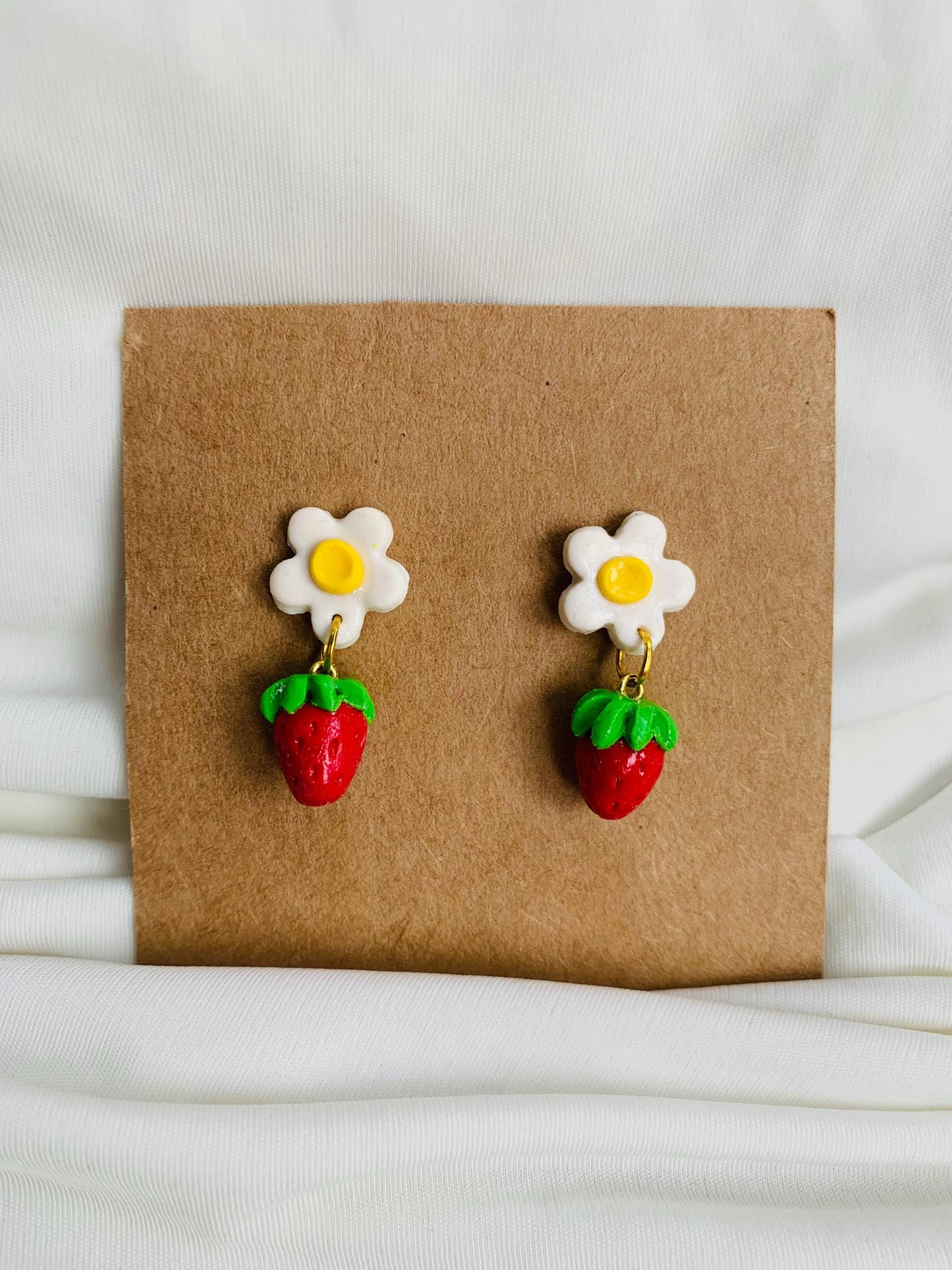 Strawberry with a blossom earrings