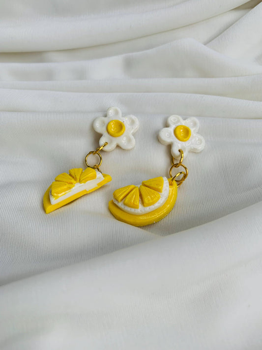 Lemon with blossoms earrings