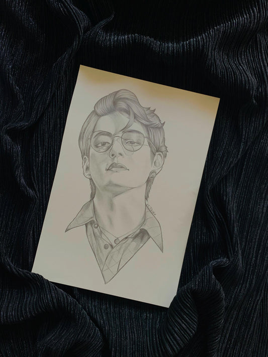 Taehyung of BTS pencil Art Print/Poster, Fanart, Matte, K-Pop, Gift, BTS