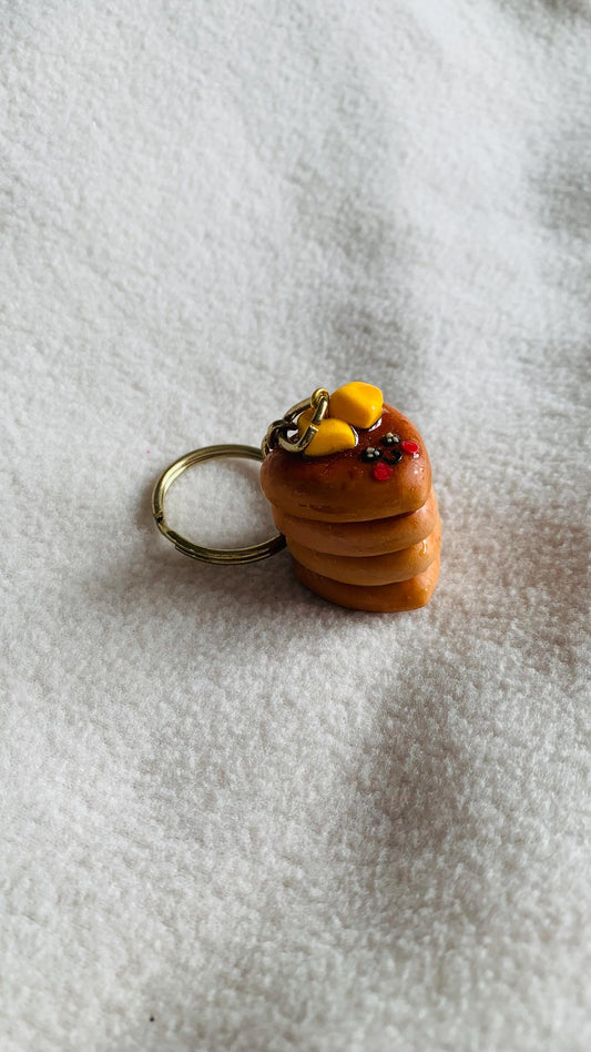 Kawaii heart shaped pancakes keychain