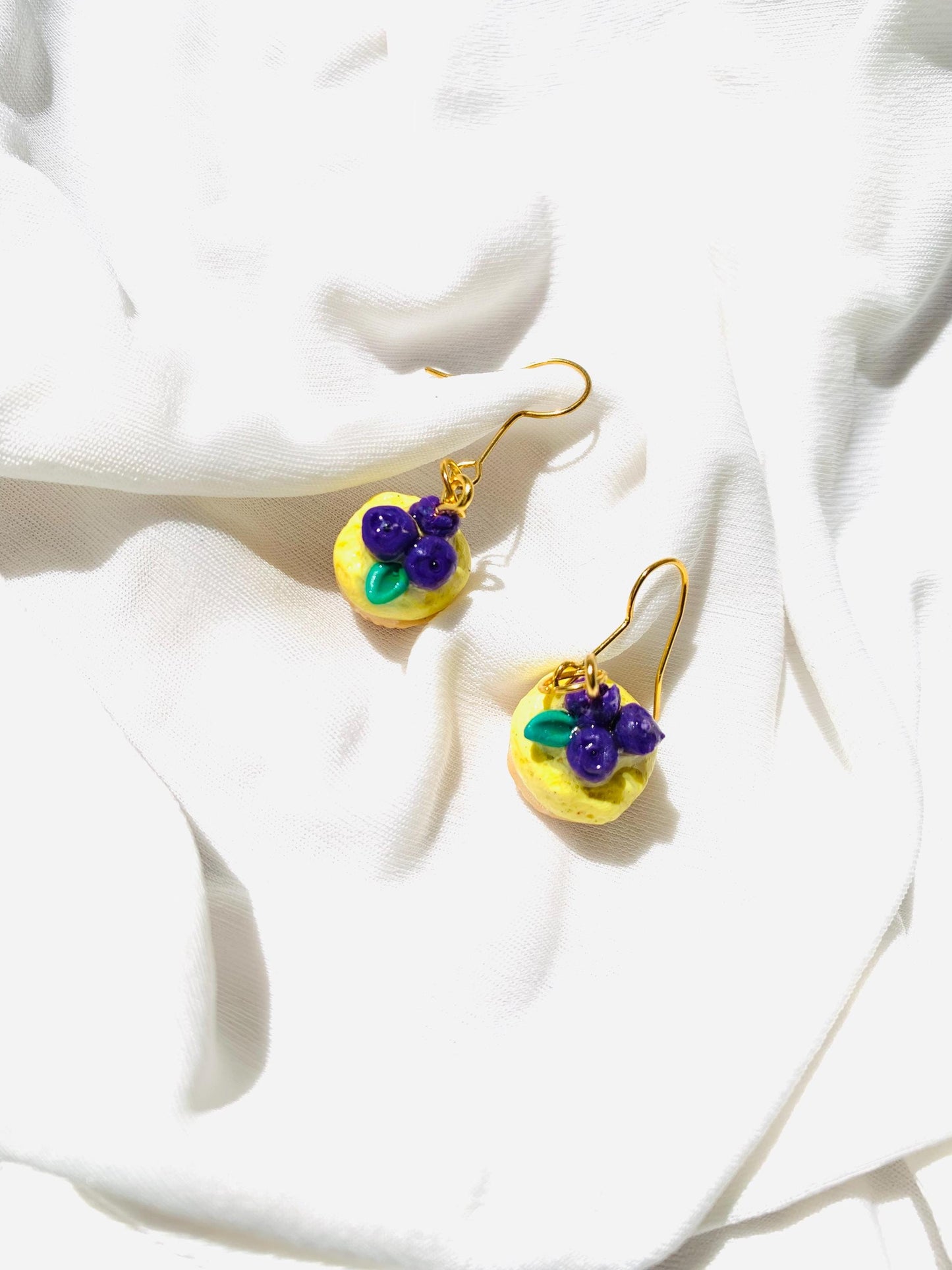 Cute Blueberry cupcake dangle earrings