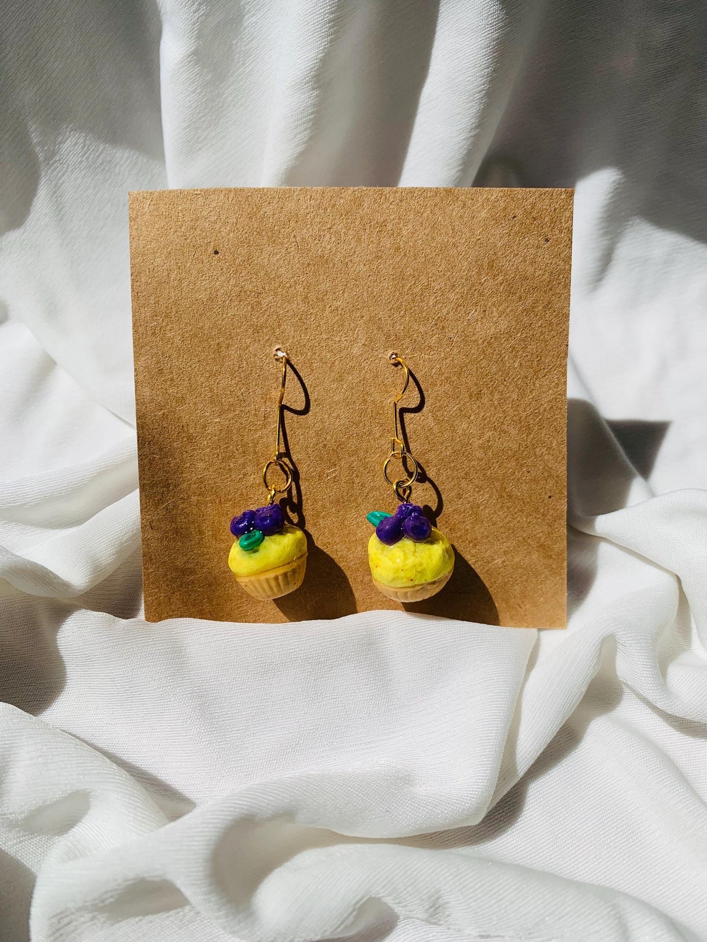 Cute Blueberry cupcake dangle earrings