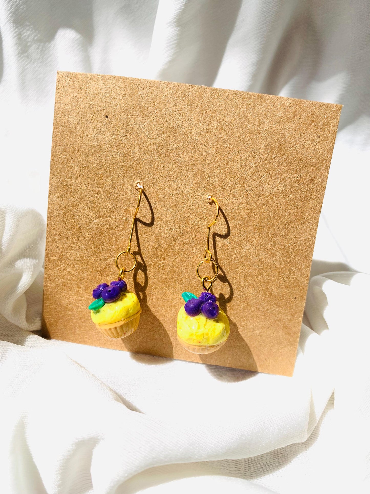Cute Blueberry cupcake dangle earrings