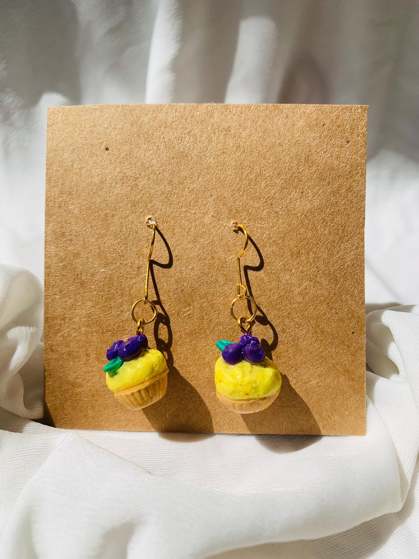 Cute Blueberry cupcake dangle earrings