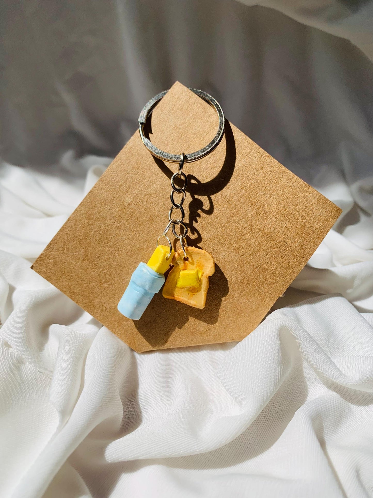 Cute butter & butter toasties keychain/ key ring/ key tag