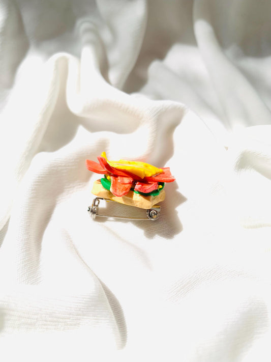 Bacon & Cheese sandwich Brooch/ pin/ clip