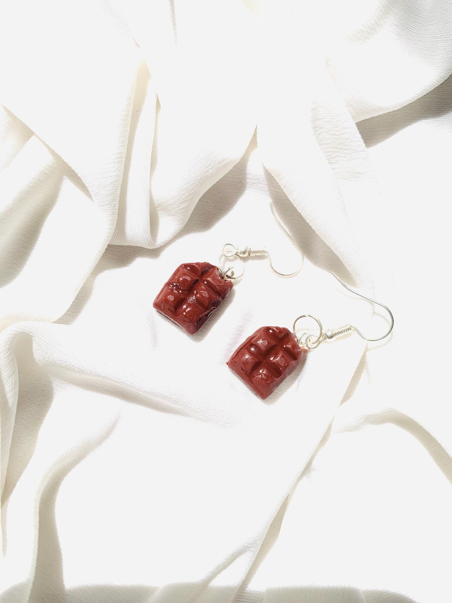 Cute chocolate bar dangle earrings