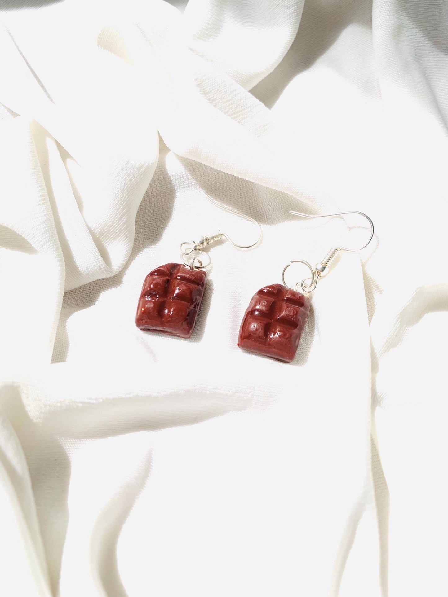 Cute chocolate bar dangle earrings