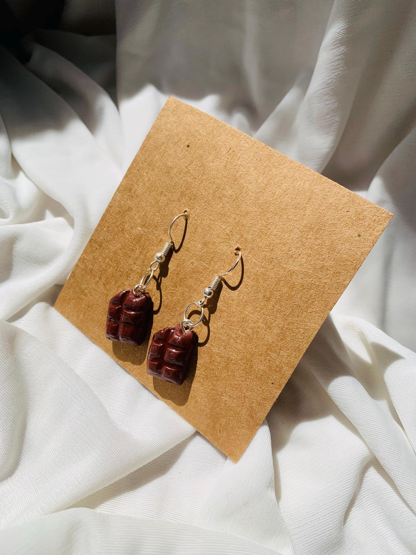 Cute chocolate bar dangle earrings