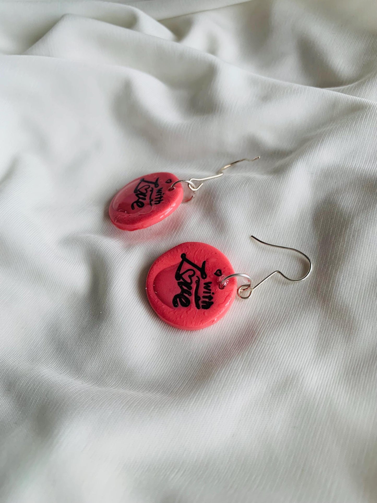 With love” embossed Earrings especially made for Run seokjin ep tour of BTS Jin