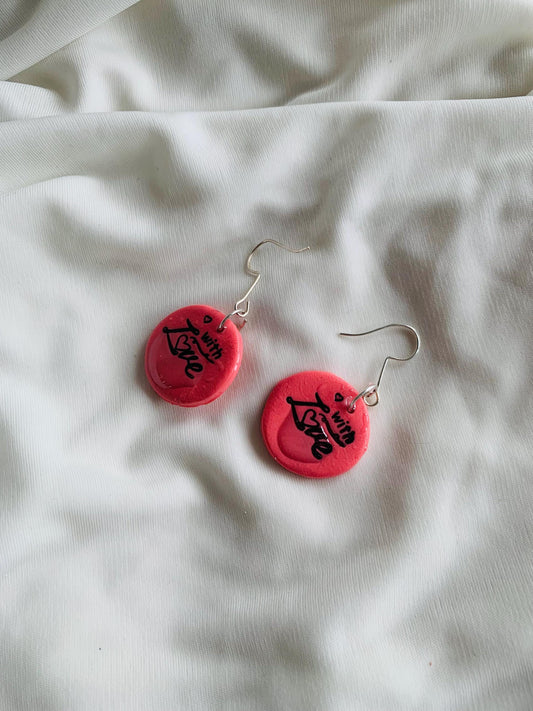 With love” embossed Earrings especially made for Run seokjin ep tour of BTS Jin