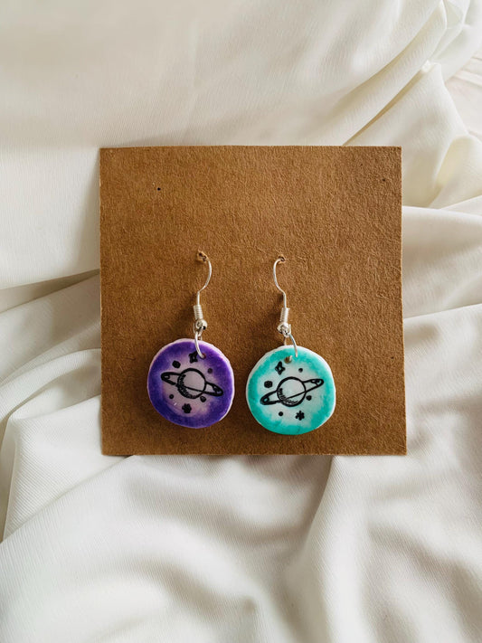 Cute Saturn embossed two tone coloured Earrings especially made for Run seokjin ep tour of BTS Jin