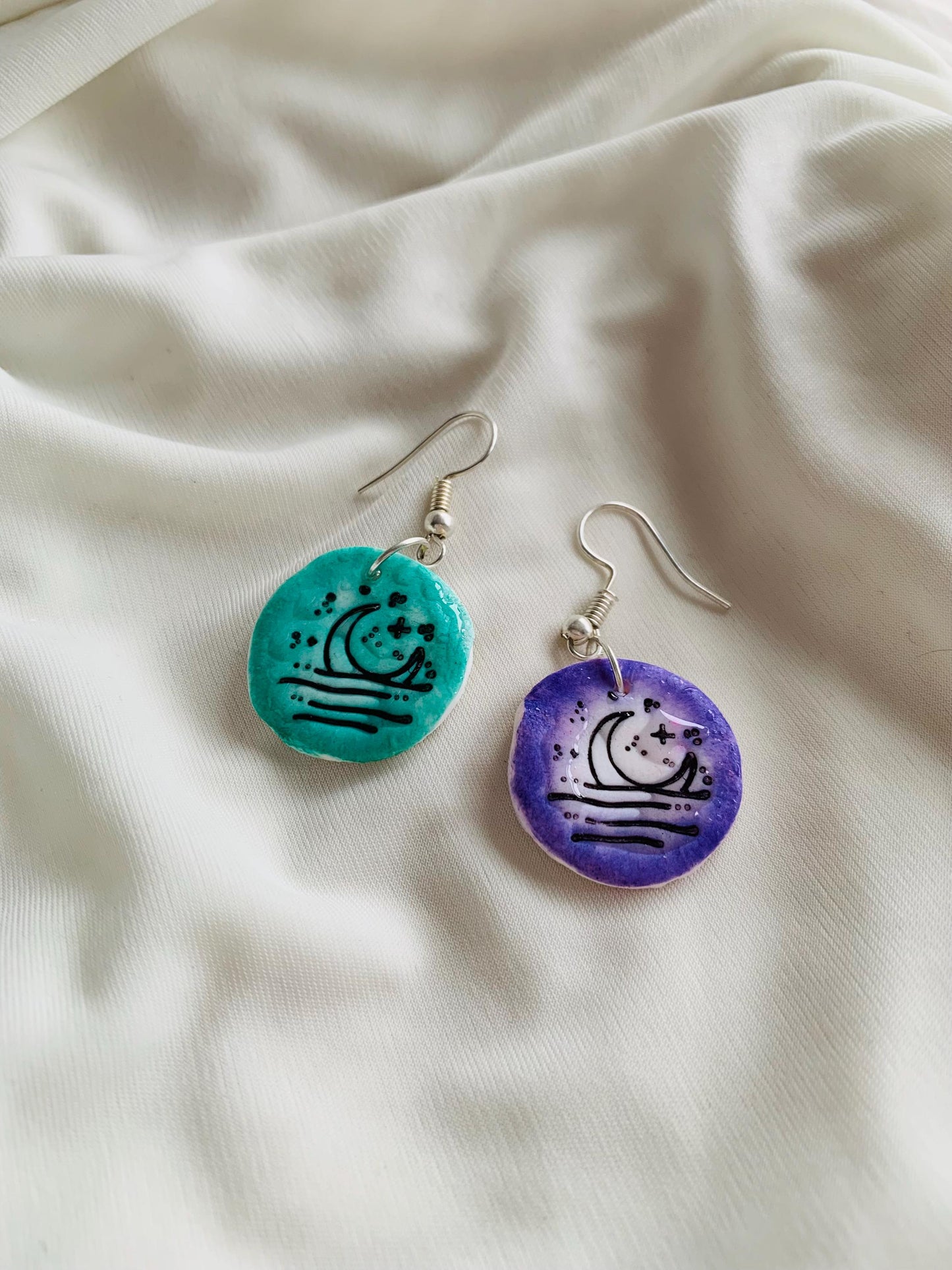 Moon set embossed two tone coloured Earrings especially made for Run seokjin ep tour of BTS Jin