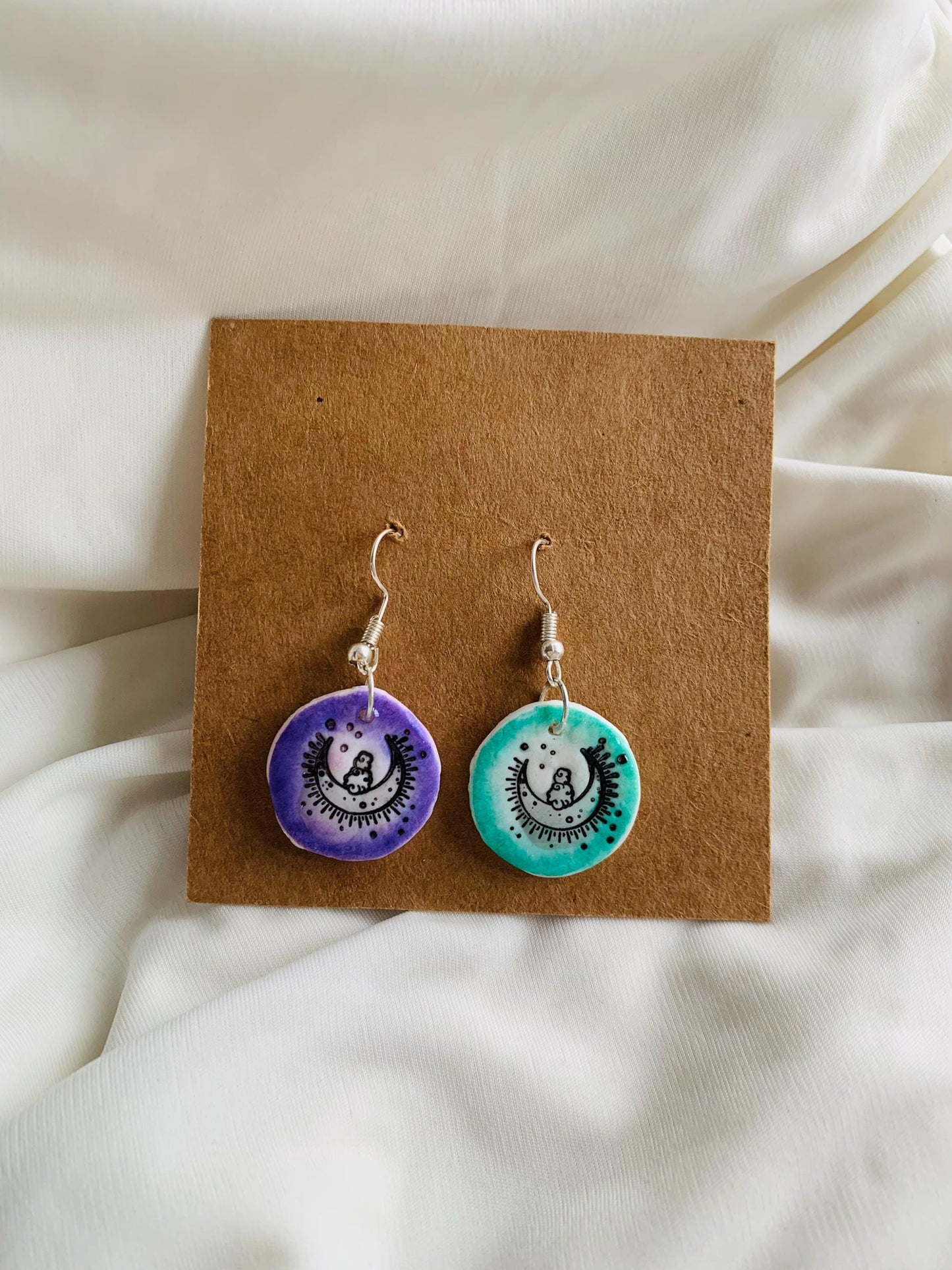 Artistic moon embossed in two tone coloured Earrings especially made for Run seokjin ep tour of BTS Jin