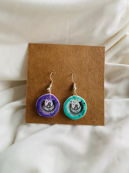 Artistic moon embossed in two tone coloured Earrings especially made for Run seokjin ep tour of BTS Jin