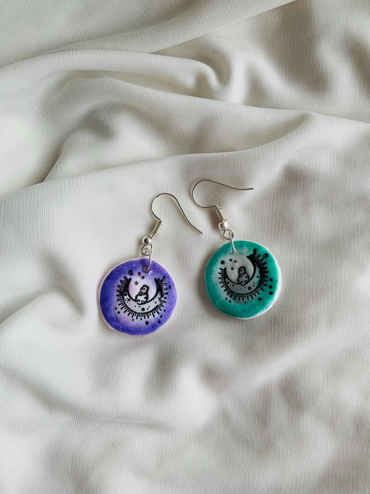 Artistic moon embossed in two tone coloured Earrings especially made for Run seokjin ep tour of BTS Jin