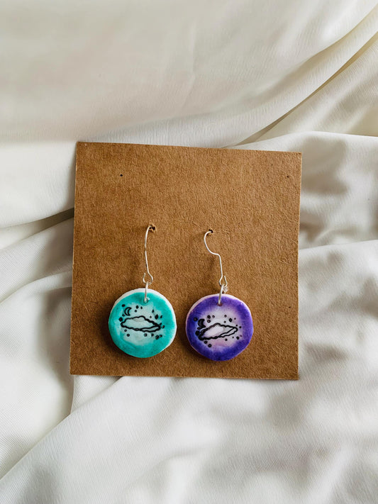 Cute moon with a cloud embossed in two tone coloured Earrings especially made for Run seokjin ep tour of BTS Jin