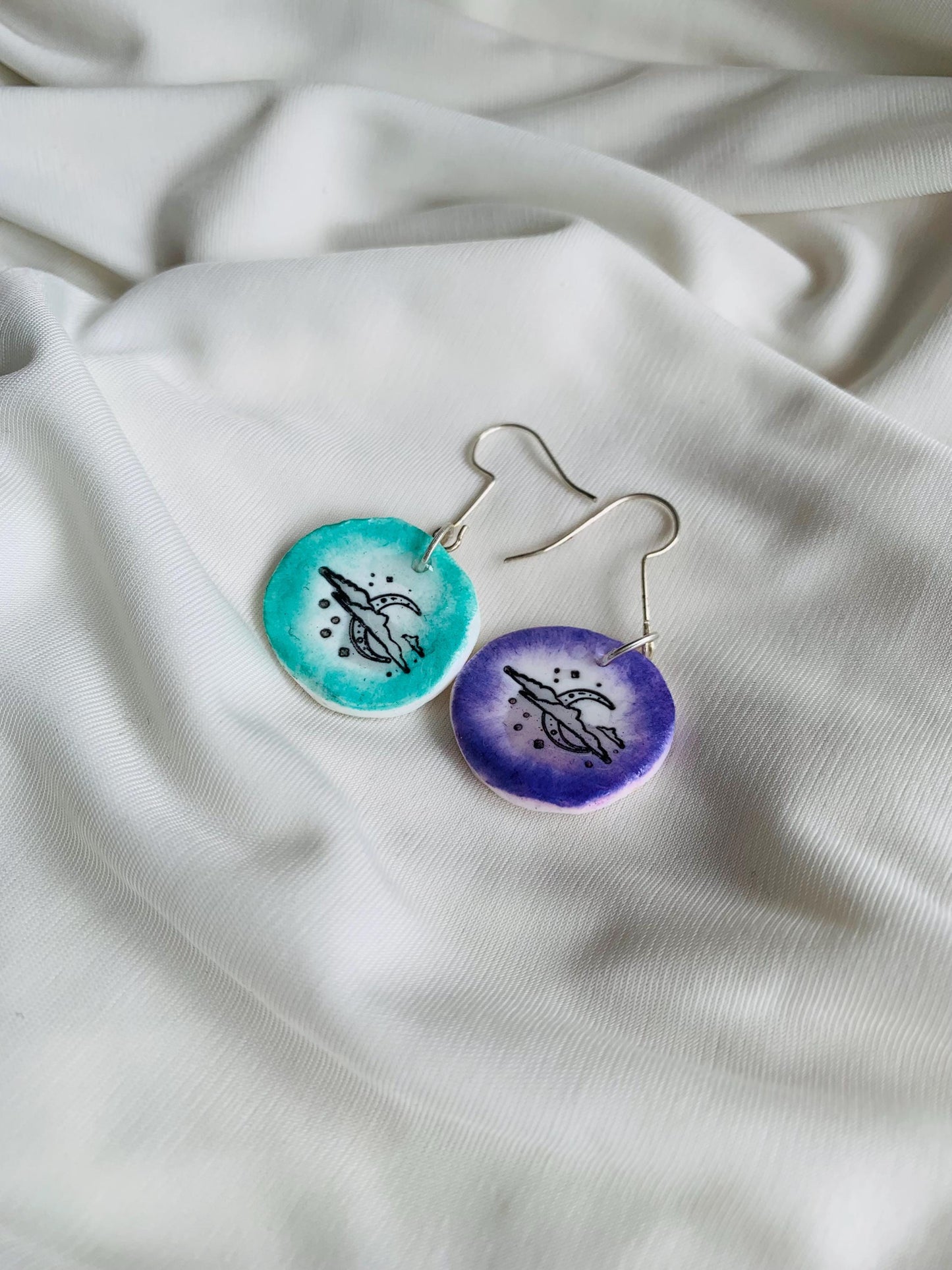 Moon hides behind the clouds embossed in two tone coloured Earrings especially made for Run seokjin ep tour of BTS Jin