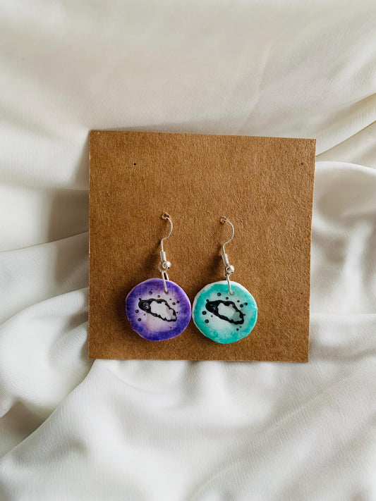 Cute clouds embossed in two tone coloured Earrings especially made for Run seokjin ep tour of BTS Jin