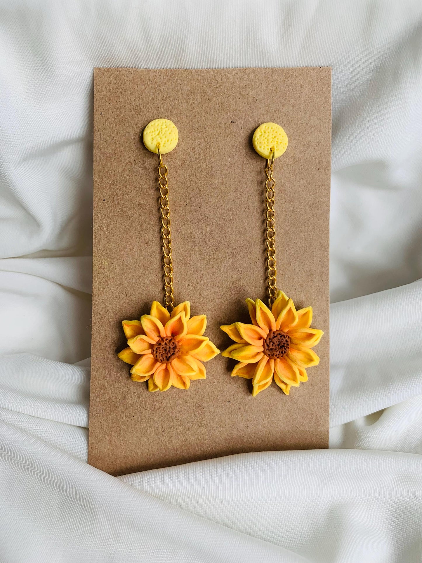 Sunflower dangle and drop earrings