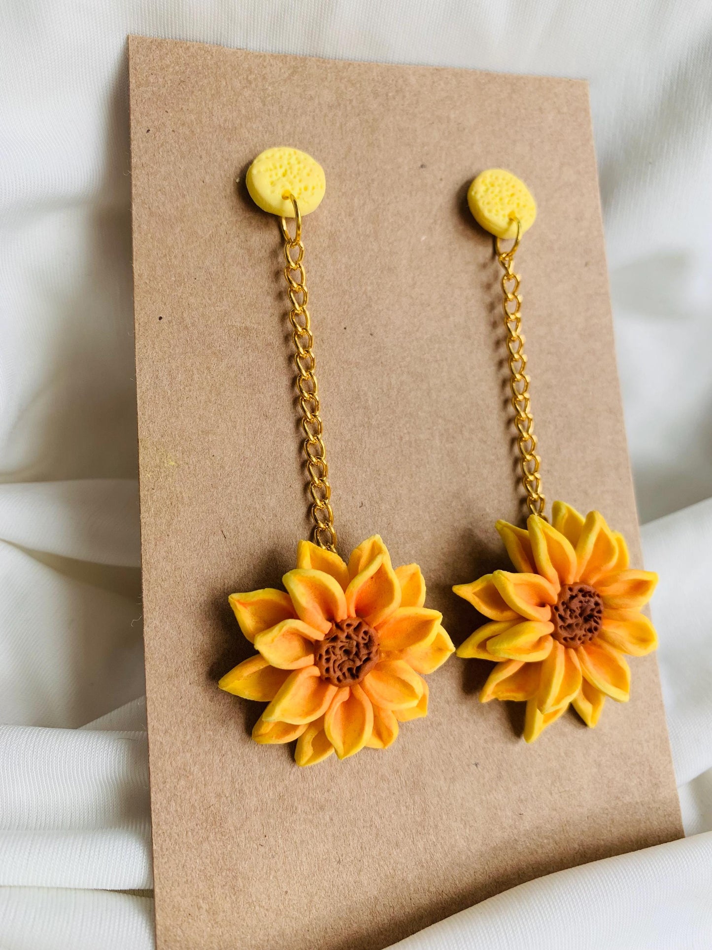 Sunflower dangle and drop earrings
