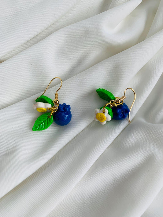 Blueberries & blossoms dangle drop earrings