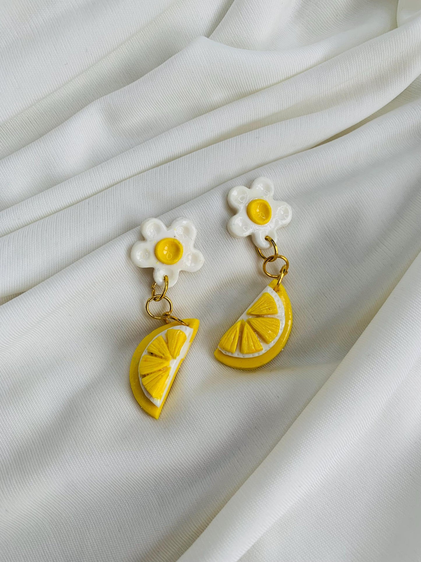 Lemon with blossoms earrings