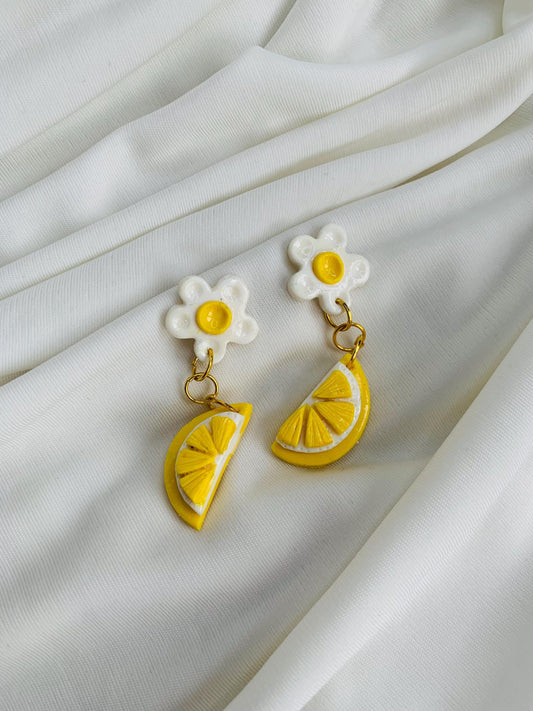 Lemon with blossoms earrings