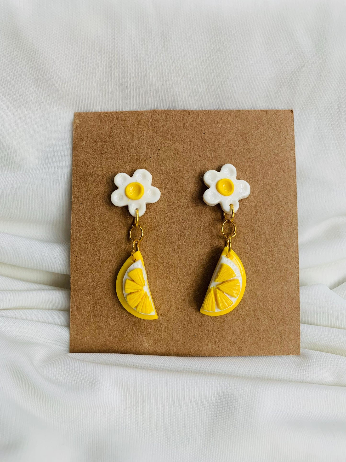 Lemon with blossoms earrings
