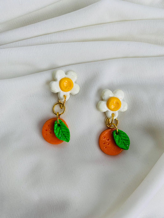 Oranges and blossoms earrings