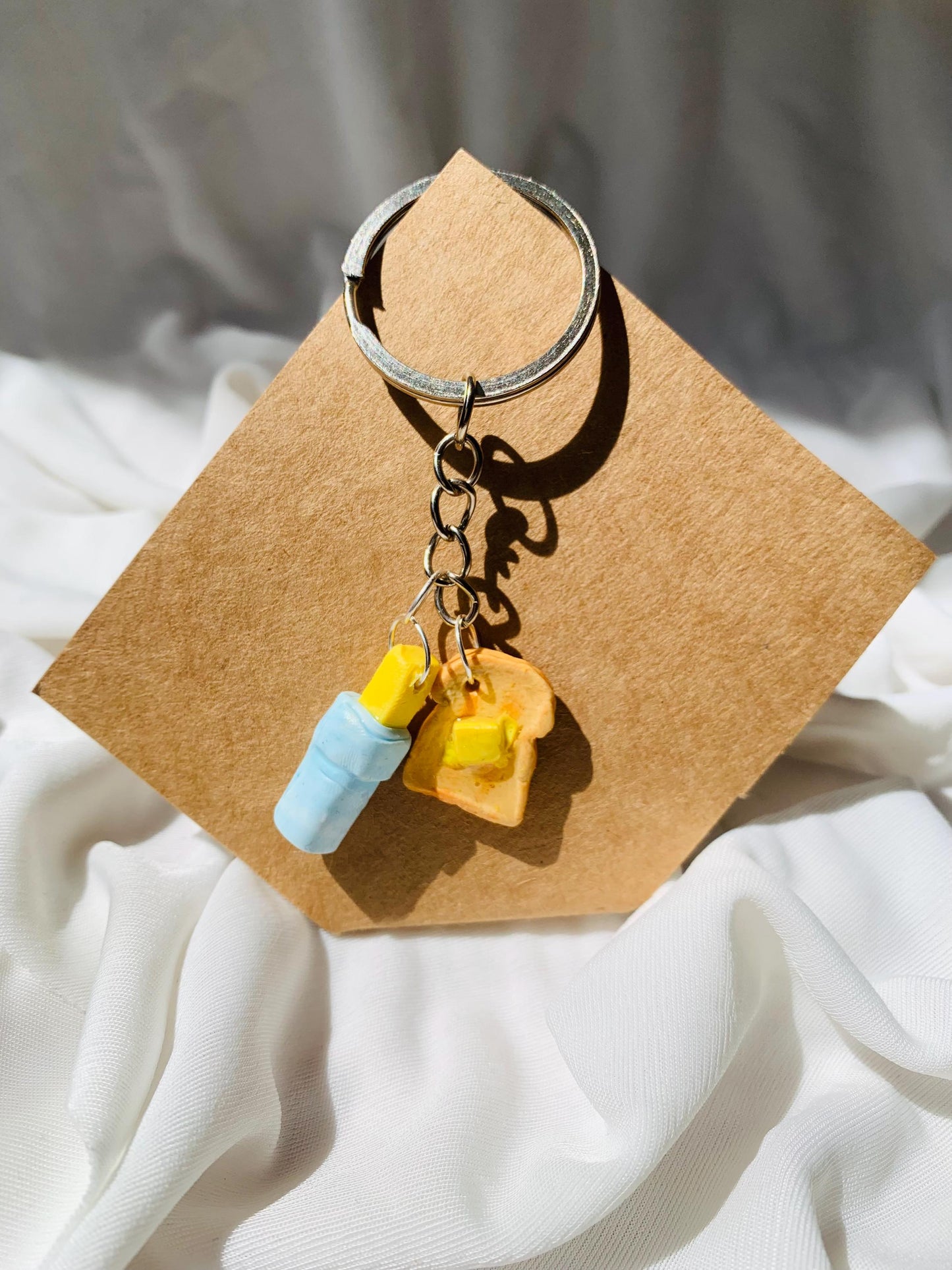 Cute butter & butter toasties keychain/ key ring/ key tag