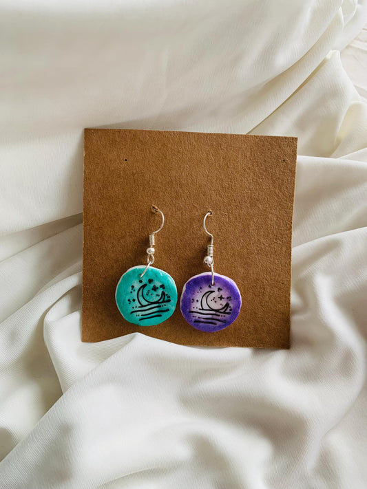 Moon set embossed two tone coloured Earrings especially made for Run seokjin ep tour of BTS Jin