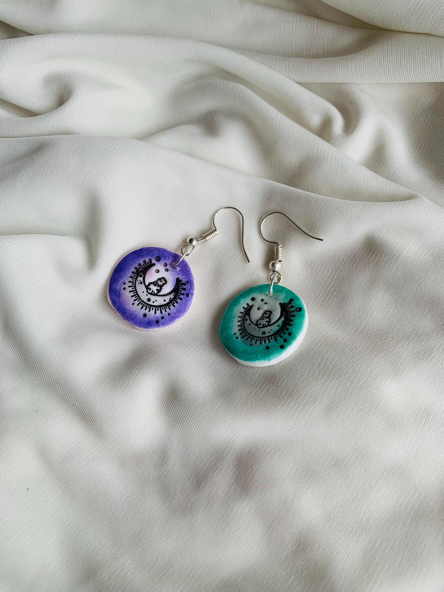 Artistic moon embossed in two tone coloured Earrings especially made for Run seokjin ep tour of BTS Jin