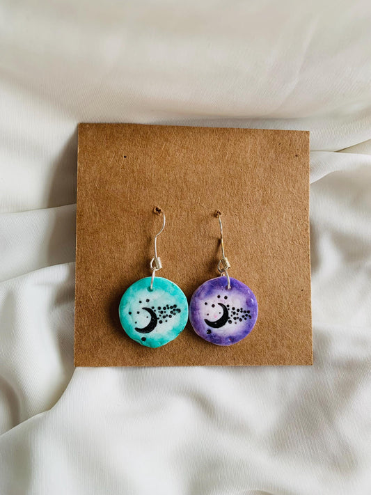 Moon with star cluster embossed in two tone coloured Earrings especially made for Run seokjin ep tour of BTS Jin