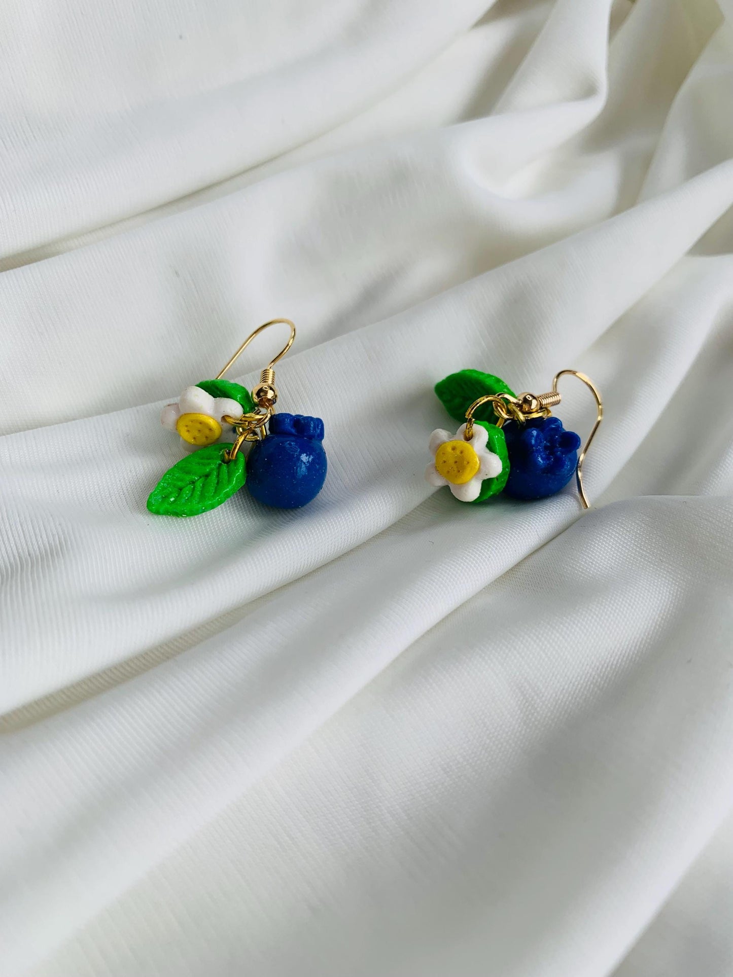 Blueberries & blossoms dangle drop earrings