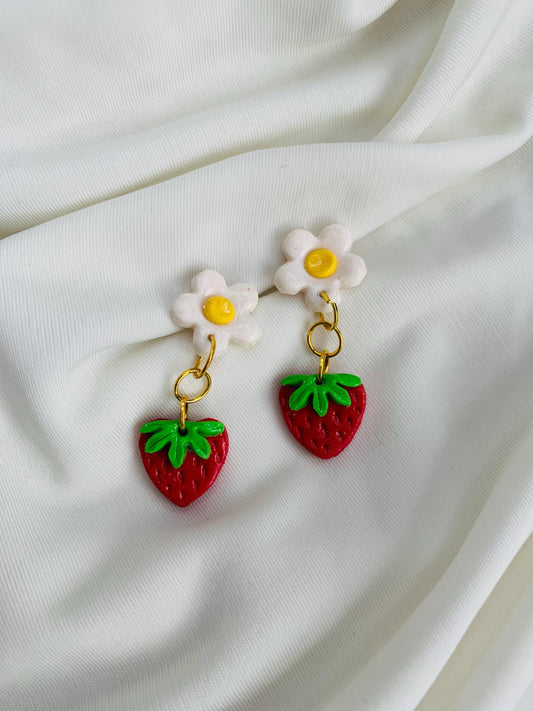 Strawberries and blossoms earrings